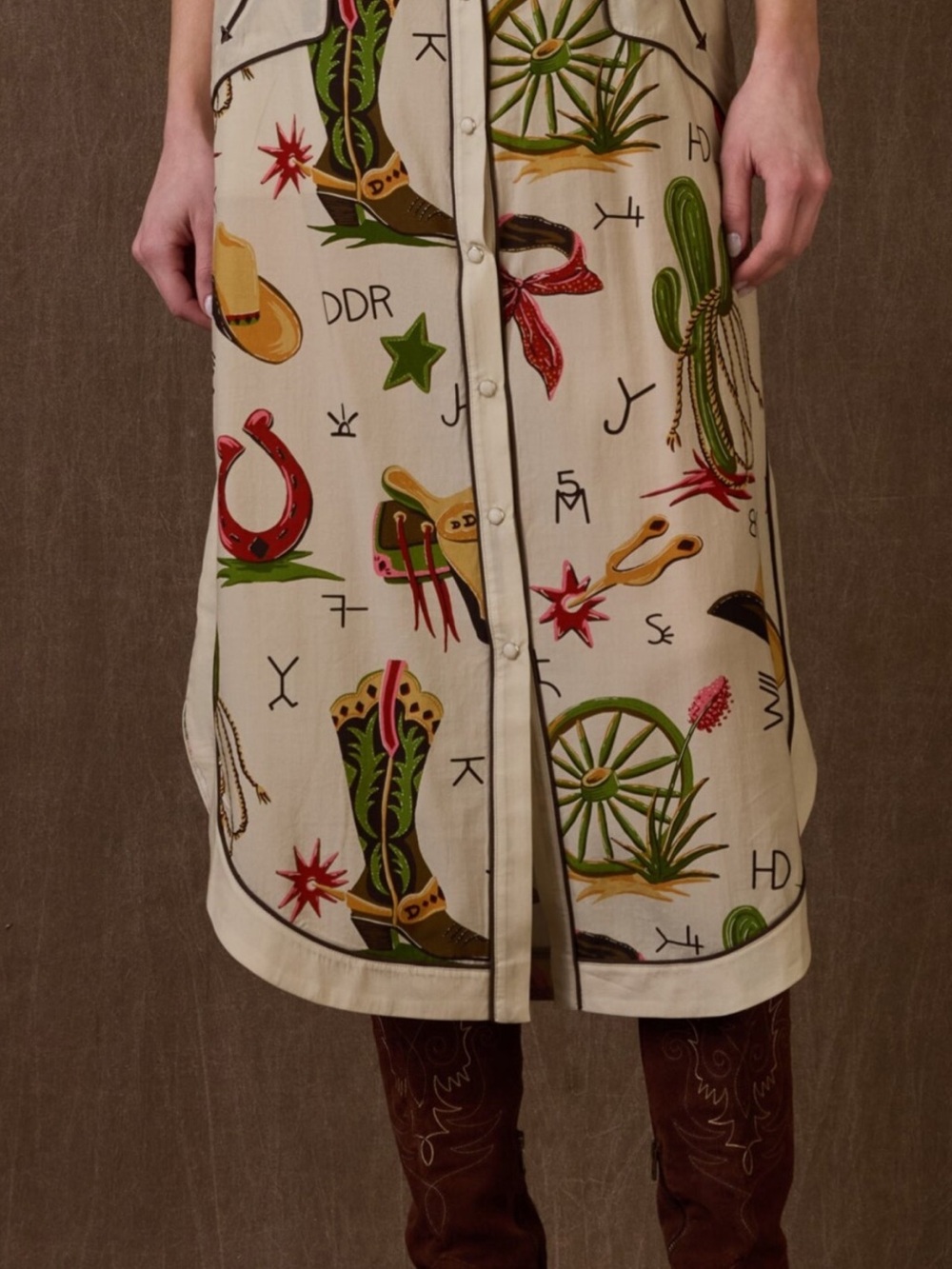 Double D Atomic Ranch printed A-line skirt